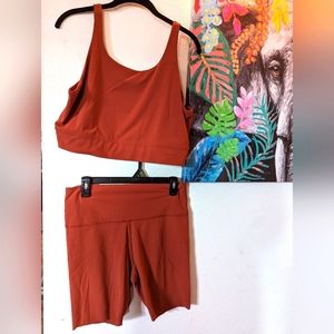 Nike yoga dri fit XL workout matching set biker shorts sports bra EUC super soft